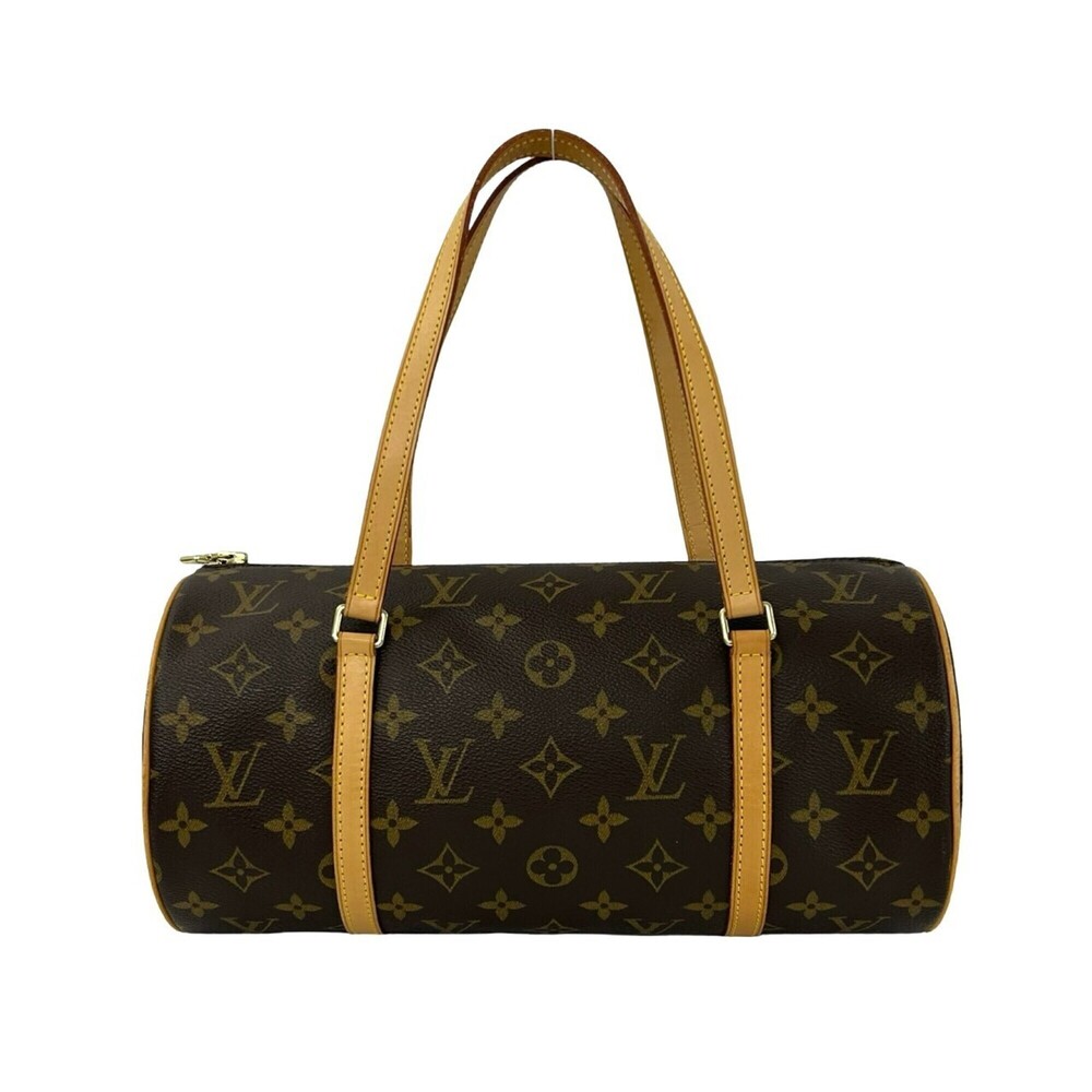 LOUIS VUITTON Authentic Brown Monogram Leather Papillon 30 Boston Bag